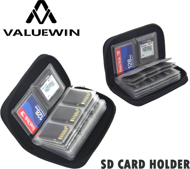 ValueWin Speicherkarten-Aufbewahrungstasche in Schwarz mit 22 Fächern für CF, SD, Micro SD, SDHC und MS - Bild 1
