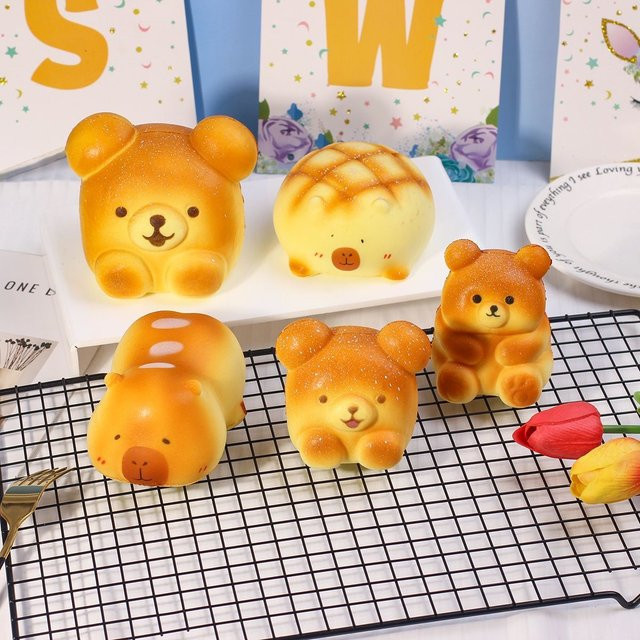 Simulierter Bär Stressabbau-Quetschfigur, Simulierter Brot-Quetschball mit Langsamer Rückfederung, 1 Stück - Bild 1