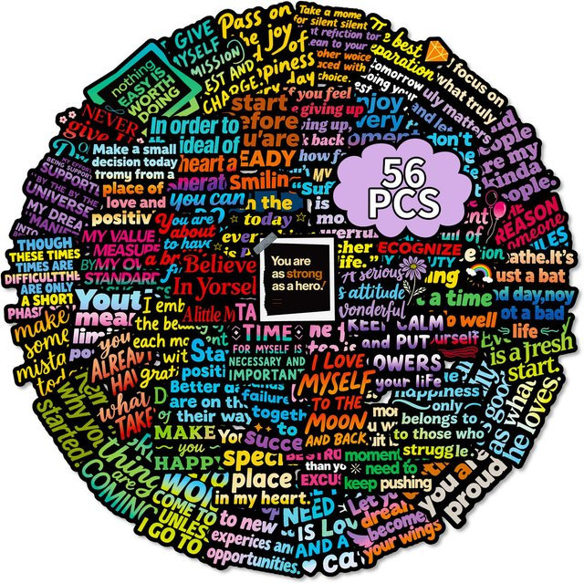 56-teiliges Set inspirierende Text-Graffiti-Aufkleber in Dunkelgrau von BulingBulingStickers Store - Bild 1