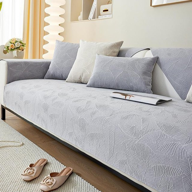 Moderner Chenille-Sofabezug in Grau, weicher und verdickter Couch-Schutzbezug für dein Wohnzimmer, B/B: 70 x 70 cm - Bild 1