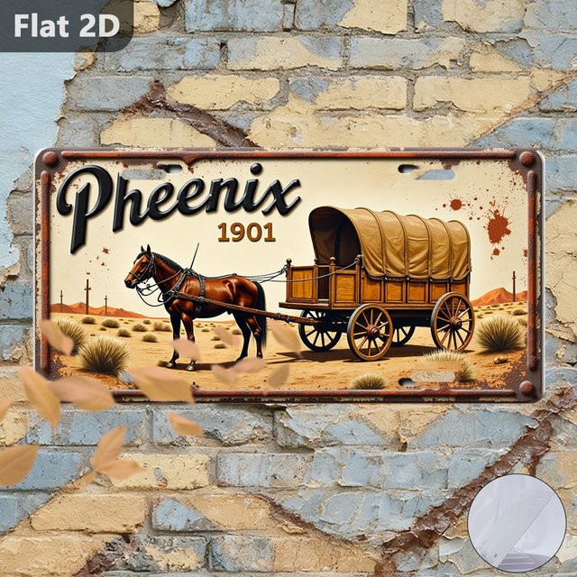 Vintage Blechschild Phoenix Wagon 1901 von CIFBUY, Retro Wanddekoration aus Metall in Mehrfarbig, Breite: 30,48 cm, Höhe: 15,0 cm, Tiefe: 15,0 cm - Bild 1