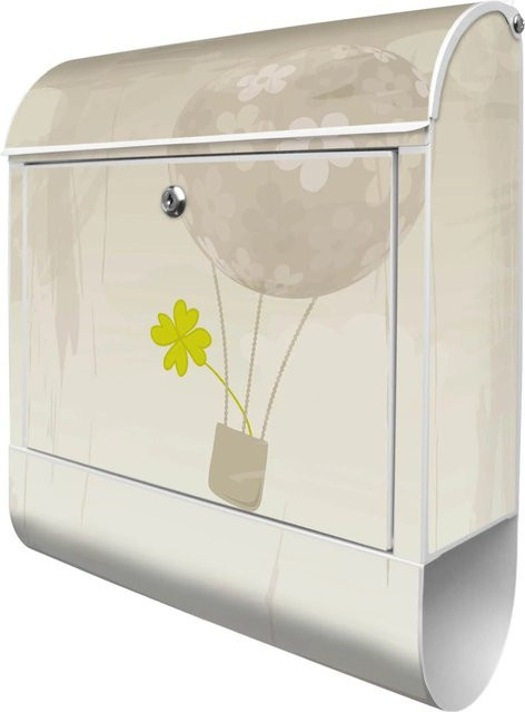 Banjado Design Briefkasten Weiß Pulverbeschichtet mit Zeitungsfach und Motiv Flüchtiges Glück, B/T/H: 39 x 14 x 47 cm - Bild 1