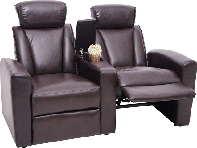 MCW 2er Set Kinosessel MCW-H30 als Zweisitzer Relaxsessel in Braun mit Kunstleder und Staufach - Bild 1