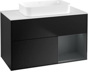 V&B Waschtischunterschrank Finion mit Wandbeleuchtung, Blau lackiert, Breite: 100 cm, Tiefe: 60,3 cm - Bild 1