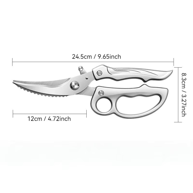 PLYS Küchenschere aus Edelstahl in Silber als multifunktionale Hühnerschere zum Schneiden von Knochen - Bild 5