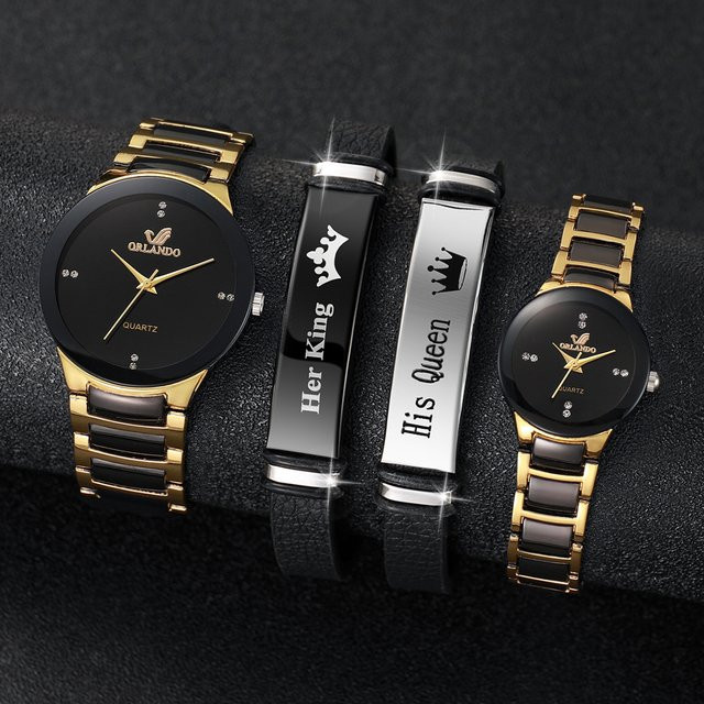 yolako Armbanduhr Set, Quarz, Edelstahl, Schwarz, Unisex - Bild 1