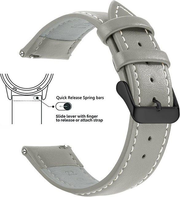 SAMCO Uhrenarmband Narbenleder, 22mm, gray, Herren - Bild 1