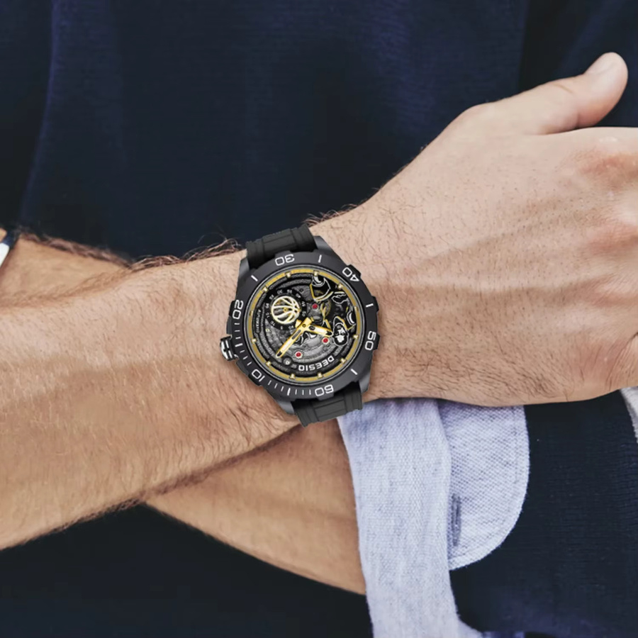 Deesio Armbanduhr, Automatik, Kohlefasergehäuse, Schwarz, Herren - Bild 4