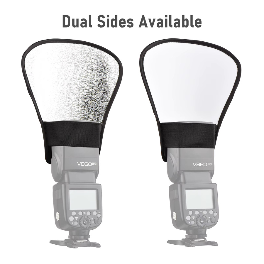 ESTINK Universal Kamera Blitzreflektor Speedlite Bounce Diffusorplatine mit silberner und weißer reflektierender Oberfläche - Bild 2