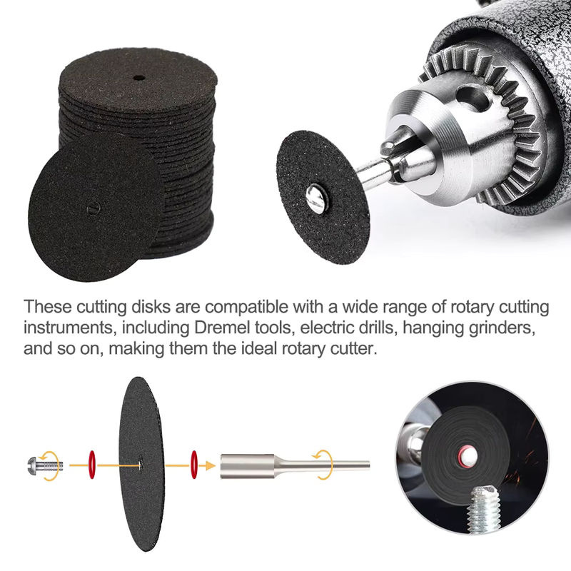 XCAN Harz Trennscheiben Set in Schwarz, 25mm Schleifscheiben für Dremel Drehwerkzeug Zubehör, 36 oder 150 Stück - Bild 4