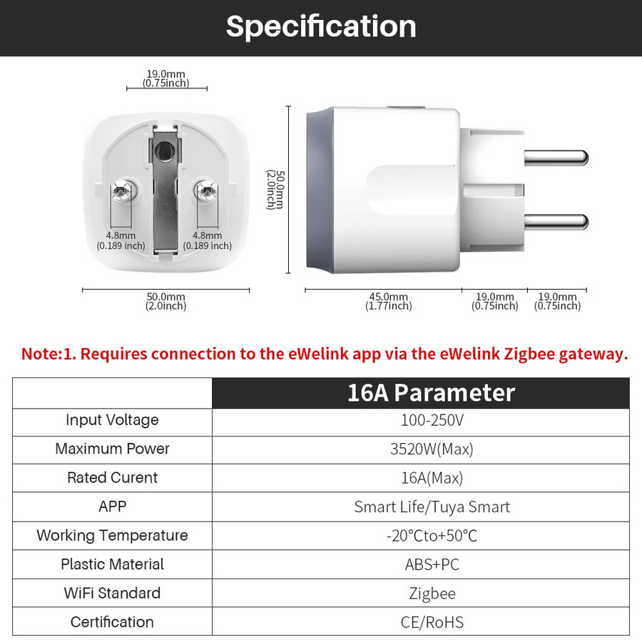 Elivco Zigbee Smart Plug EU-Steckdose mit Stromüberwachung in Weiß - Bild 5