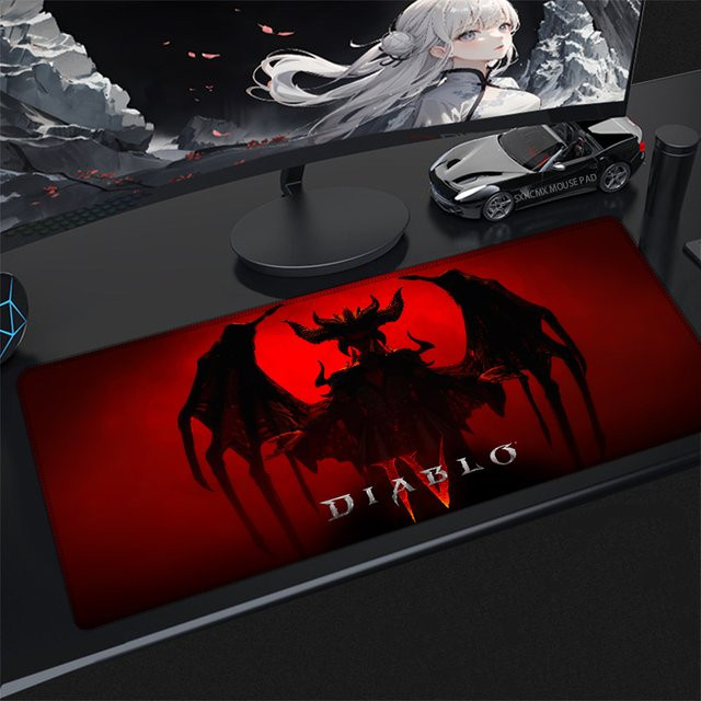 Bandai D-Diablo IV Gaming-Mauspad in Rot als große Schreibtischunterlage für PC und Laptop mit rutschfester Gummibasis und HD-Druck - Bild 1