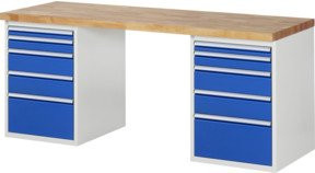 Rau Werkbank 7511A3 in Weiß mit 10 Schubladen, B/T/H: 200 x 70 x 89 cm - Bild 1