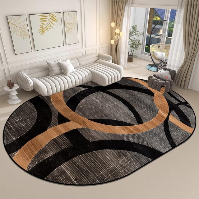 Karpetti Ovaler Teppich Modern Gestreift Waschbar Rutschfest aus Flanell, Multicolour, B/T: 90 x 60 cm - Bild 1