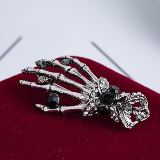 YIRAN Jewelry Brosche Totenkopf, Zinklegierung, Kristall, gray, Herren - Bild 1