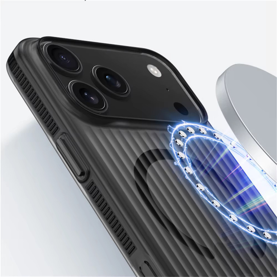 MagSafe Wireless Charging Case mit Gepäckmuster für Apple iPhone 12 bis 17 Pro Max, matte Stoßstange in Schwarz - Bild 2