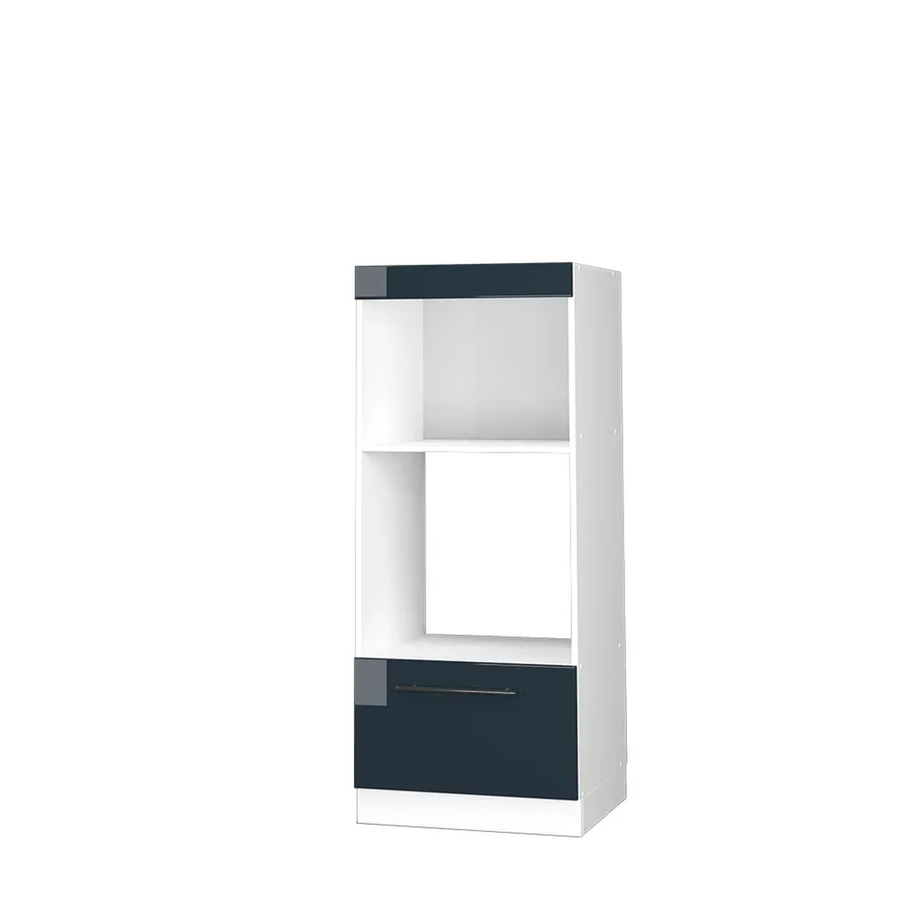 Vicco Mikrowellenschrank Fame-Line in Dunkelblau und Weiß Hochglanz mit Schubladen B/T/H: 60 x 48 x 153,6 cm - Bild 2