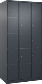 C+P Schließfachschrank Classic PLUS mit 3 Abteilen, Anthrazitgrau, H x B x T: 185 x 90 x 50 cm - Bild 1