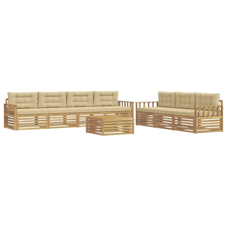 vidaXL Outdoor-Sofagarnitur 8-teilig aus Akazienholz in Weiß und Beige mit Polsterkissen, B/T/H: 79 x 79 x 37 cm - Bild 2