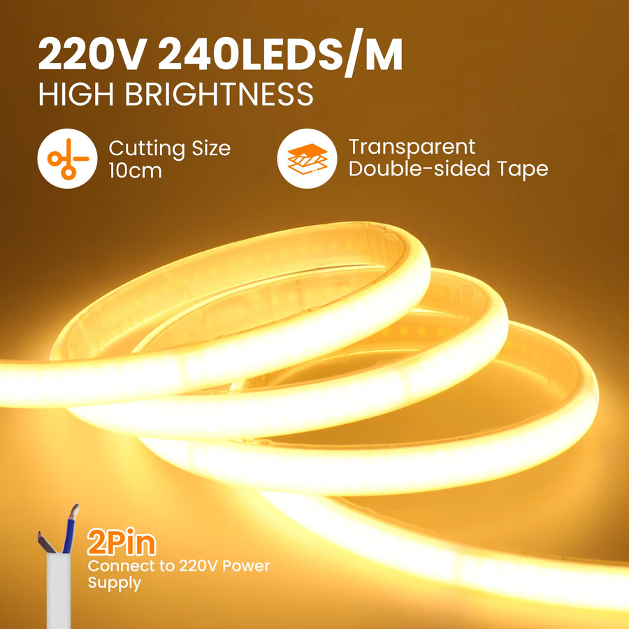 GAHADA COB LED-Neonlichtstreifen IP65 Wasserdichte Außenbeleuchtung Weiß mit EU-Netzstecker - Bild 3