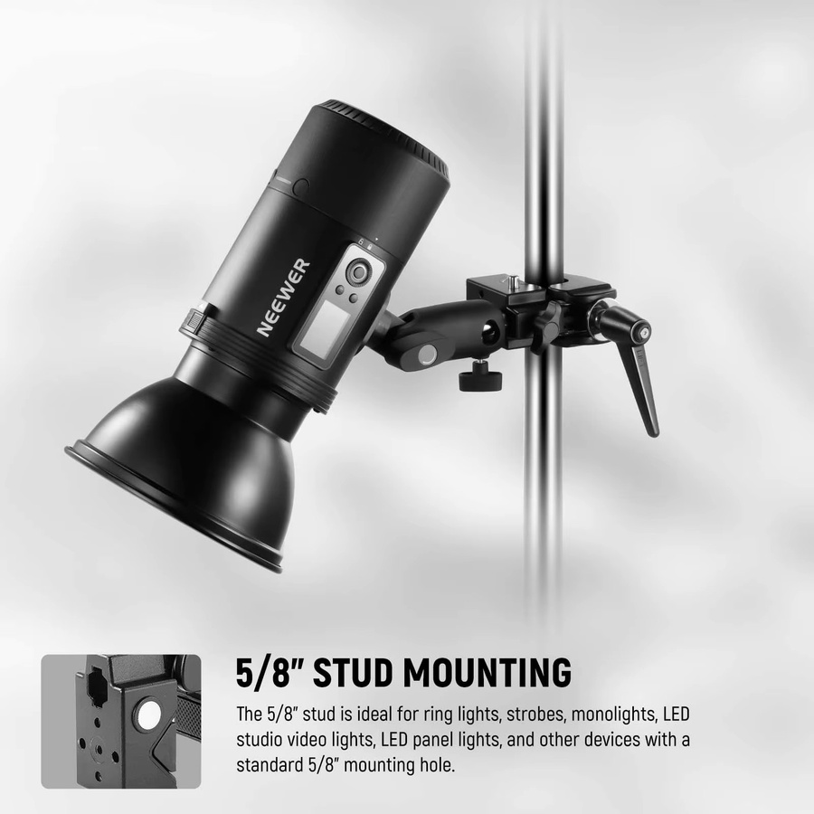 Neewer Super Clamp mit 5/8 Zoll Bolzen und Federverschluss in Schwarz für flache Oberflächen und Rundrohre - Bild 3