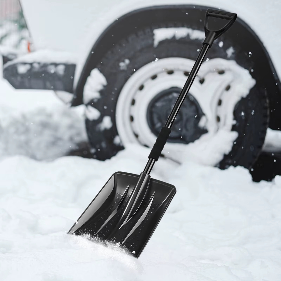 Schneeschaufel von Shunmaii mit verstellbarer Länge und D-Griff in Schwarz - Bild 3