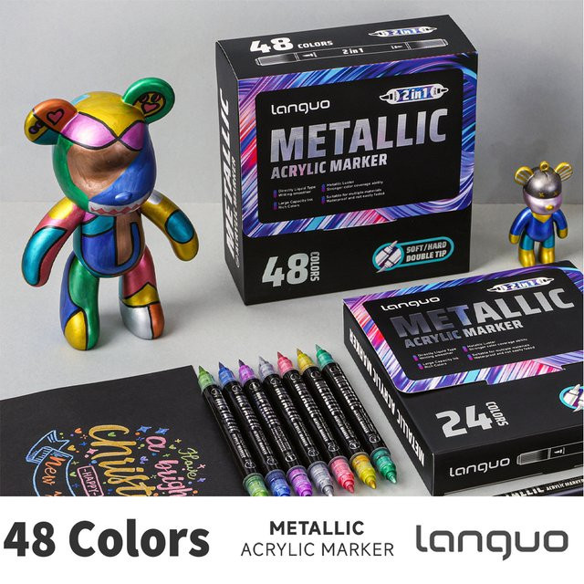 LanGuo Acrylmarker-Set mit Dual Tip für Künstler und Schüler, Mehrfarbig - Bild 1