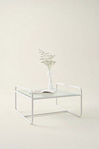 Jotex Couchtisch DOMINGO modern in Weiß und Transparent mit Glasplatte, B/T/H: 80 x 80 x 30 cm - Bild 1