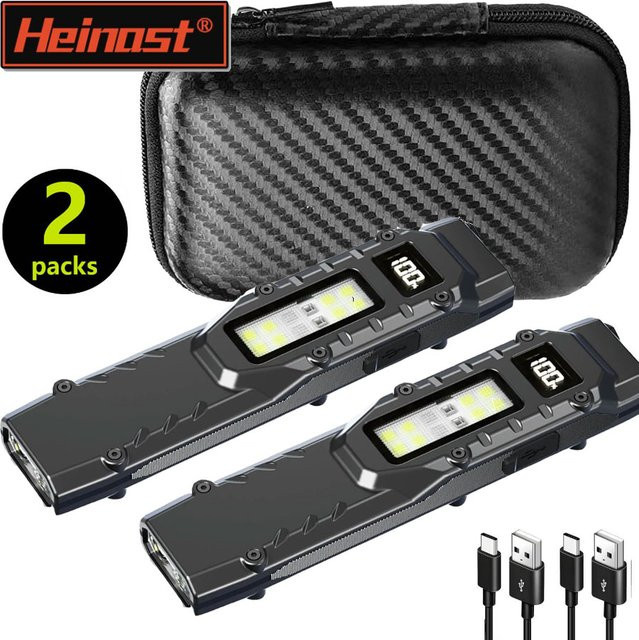 Heinast Taktische Taschenlampe in Schwarz mit Seitenlicht und Clip, wiederaufladbare wasserdichte Notfalllaterne für Outdoor und Garten - Bild 1