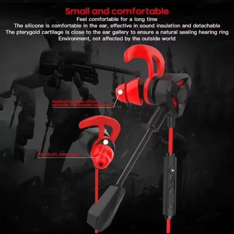 VIKEFON Wired Headset mit Mikrofon, professionelle Gaming Ohrhörer in Schwarz mit 3,5 mm Klinkenanschluss - Bild 2