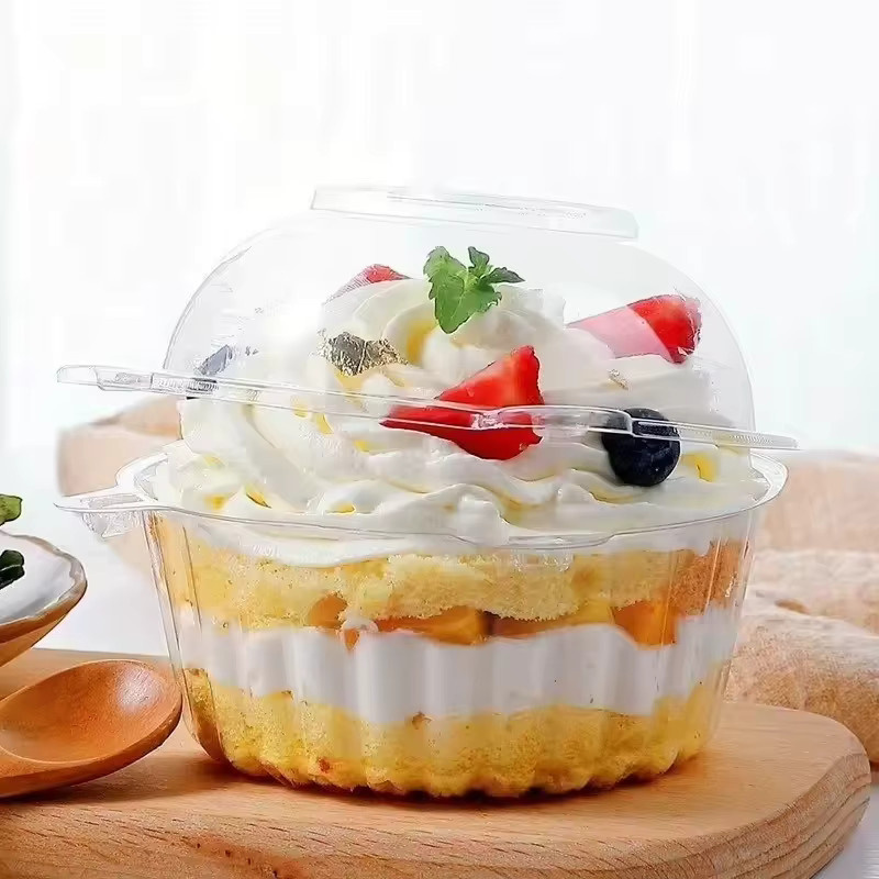 Einweg Dessertboxen aus Kunststoff in Katzenkopf-Design, transparent, ideal für Kuchen, Donuts und Gebäck - Bild 2