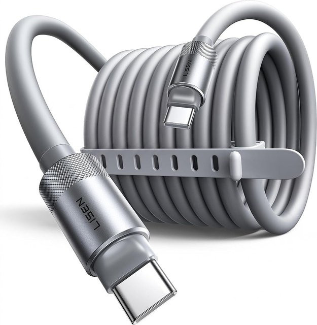 Lisen L115 USB-C auf USB-C Daten- und Ladekabel mit 100W in Grau, Länge: 3 m - Bild 1