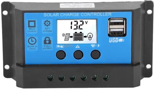 Cuque Solarregler 30A LCD Solarladeregler mit PWM-Steuerung für 12 V und 24 V in Blau - Bild 1
