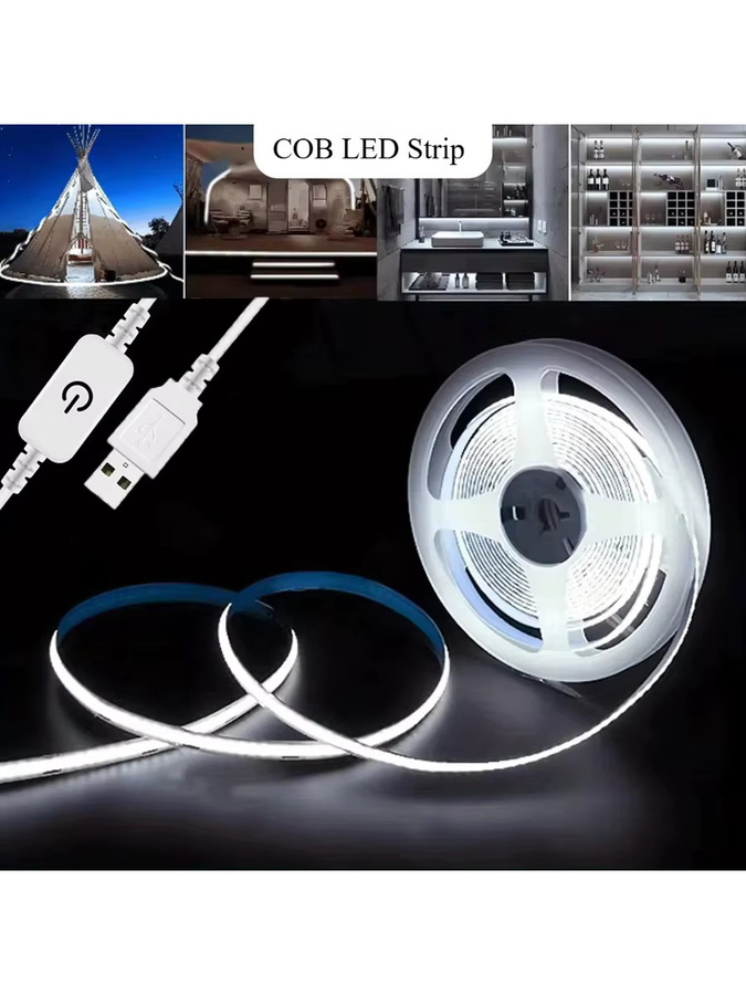 TALUTULA COB LED-Streifen mit USB-Anschluss und Touch-Dimmer, 5V, flexible LED-Leiste in Weiß, dimmbar - Bild 5