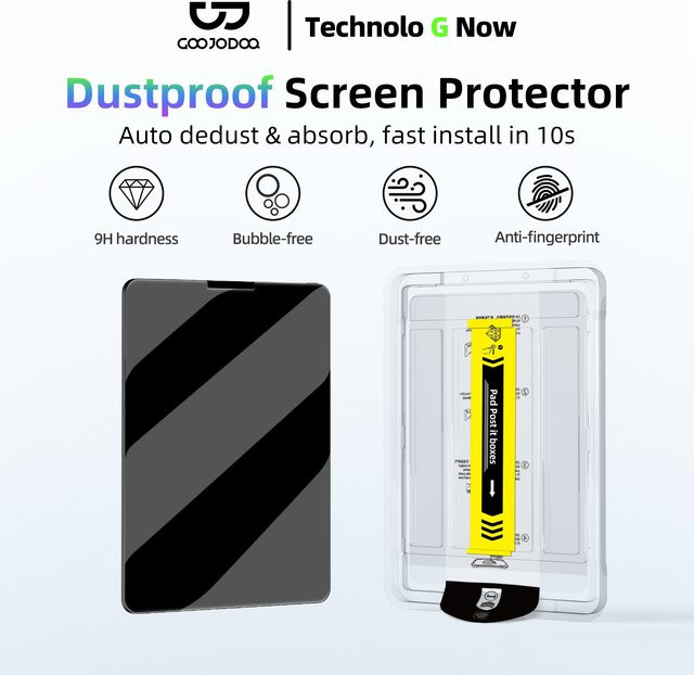 GOOJODOQ Displayschutzfolie aus gehärtetem Glas für iPad 10, iPad Pro 11 und 13 sowie iPad Air 4/5/6/7, transparent und fingerabdruckresistent - Bild 1