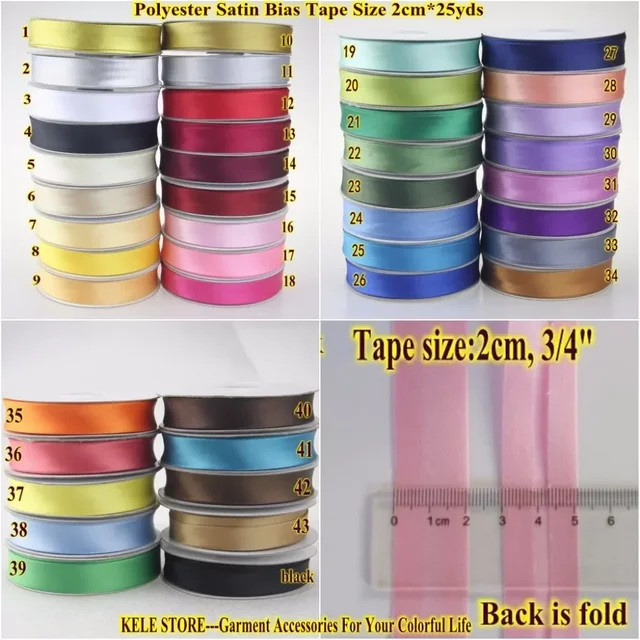 Polyester-Satin-Schrägband in Multicolour, Breite: 2 cm, Länge: 22,86 m - Bild 1