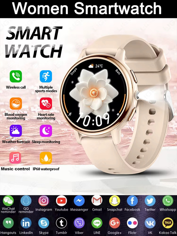 LIGE Smartwatch, 1,26 Zoll, AMOLED, Silikon, Schwarz, Damen - Bild 7