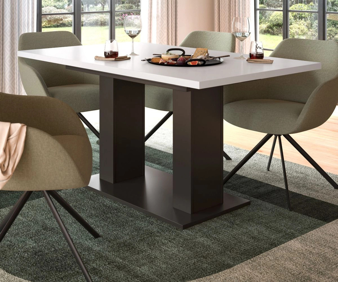 Ausziehbarer Esstisch Inn.Furn in Weiß und Grau mit zentraler Säule - Bild 2