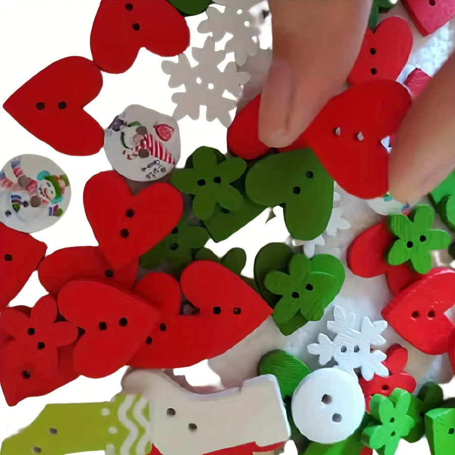 Bunte Holzknöpfe für Weihnachten zum Nähen und Basteln, Multicolor - Bild 5