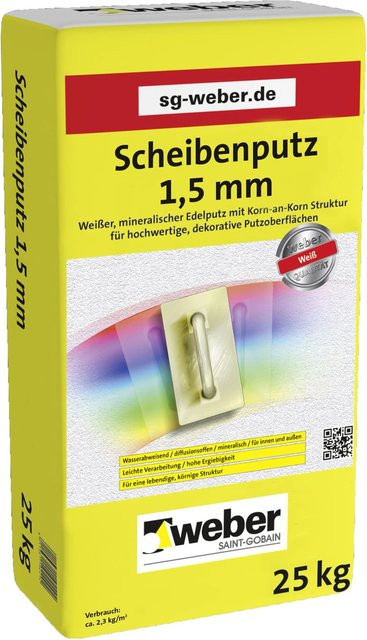 Weber Scheibenputz Weiß 1,5 mm Körnung 25 kg - Bild 1