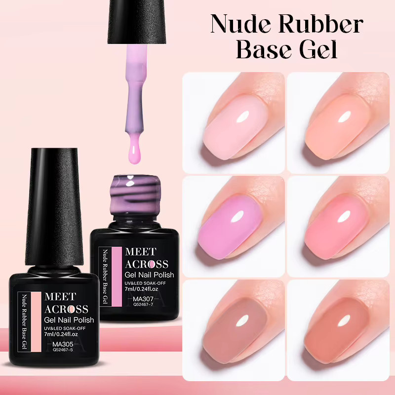 MEET ACROSS Nude Rubber Base Gel Jelly Pink, 7 ml, Nagellack - Bild 2