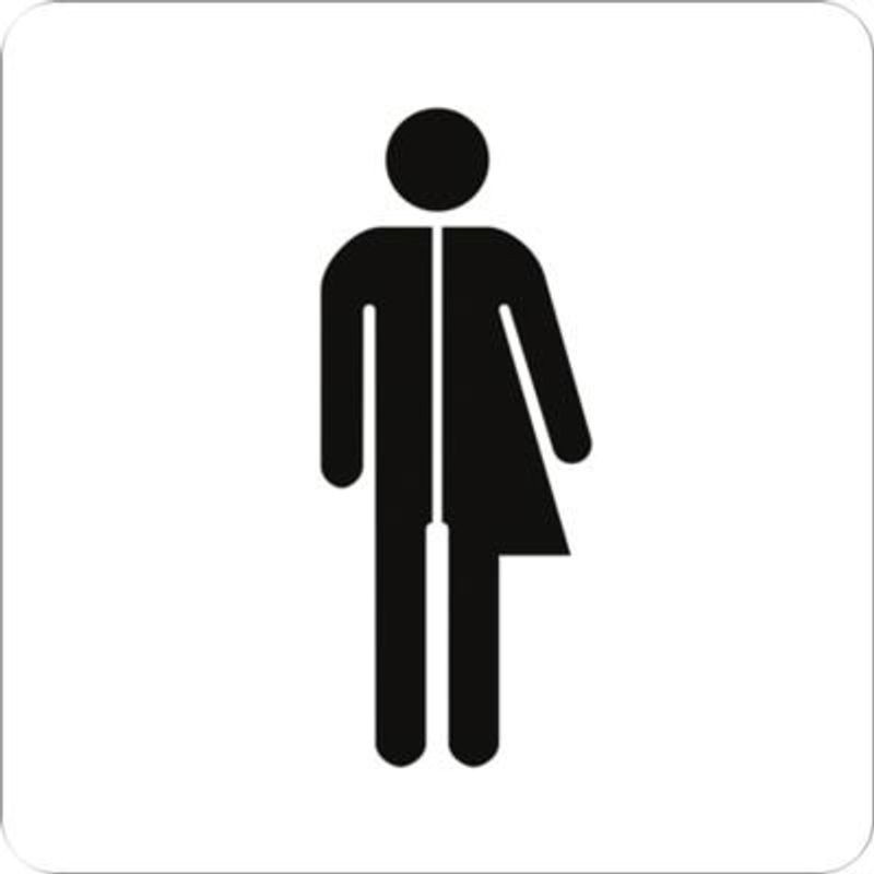 moedel Piktogramm Hinweisschild WC Unisex/Divers, selbstklebend, Folie, schwarz-weiß, B: 16 cm, H: 16 cm - Bild 1