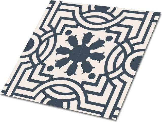 Tulup Selbstklebende PVC Bodenfliesen Set aus 9 Stück, Exotisches Geometrisches Muster in Grau und Mehrfarbig, B/B: 30 x 30 cm - Bild 1