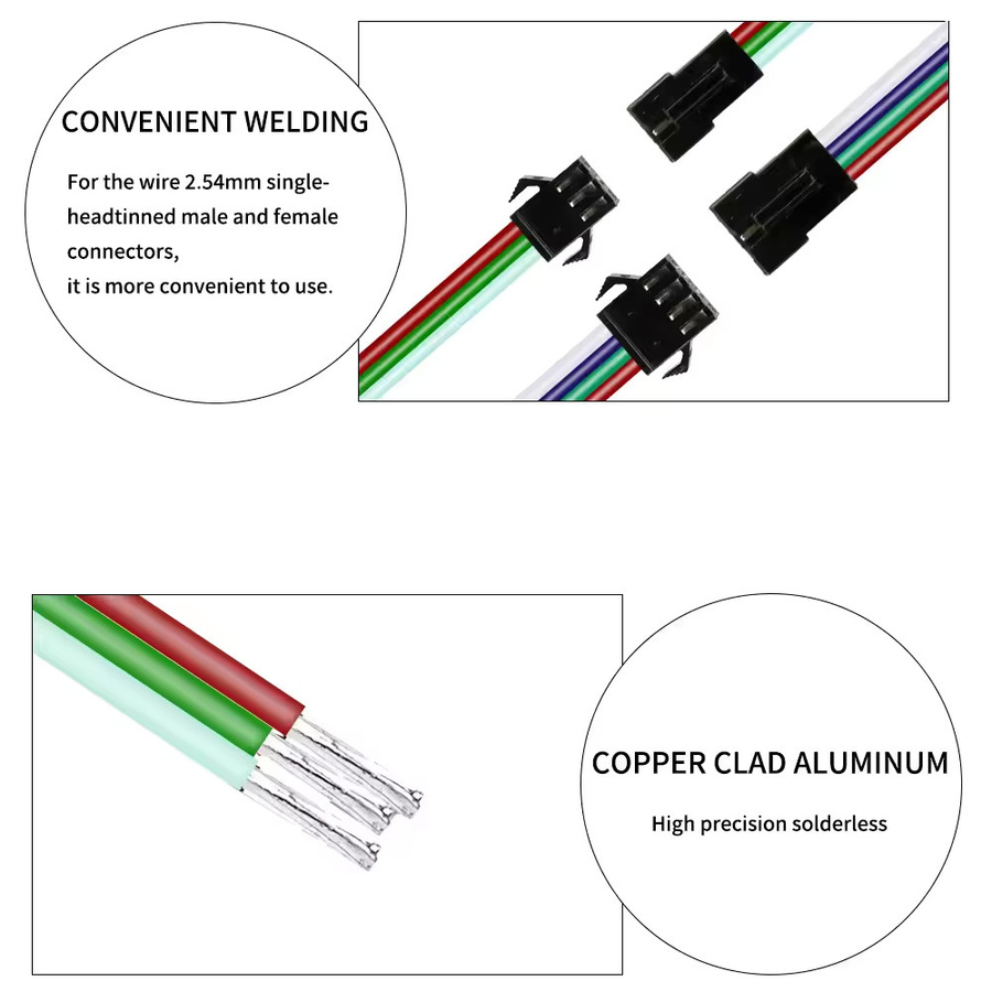 YSRSAI JST Stecker Set Männlich und Weiblich für LED Streifen und Licht Treiber, 2Pin bis 6Pin Auswahl - Bild 2