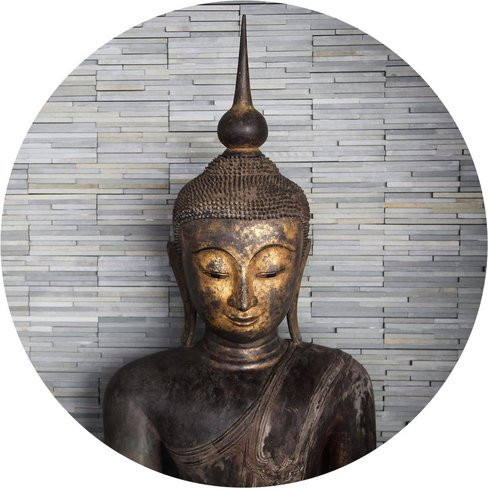 K&L Wall Art Vliestapete Runde Vliestapete Feng Shui Buddha Yoga Wand Deko, mehrfarbig, matt, B: 236 cm, H: 236 cm - Bild 1