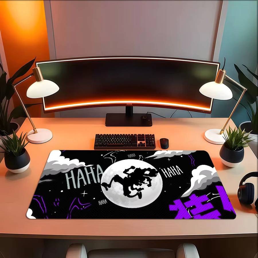 One Piece Luffy Gear 5 Kunst-Mauspad Schwarz-Weiß, großes rutschfestes Mauspad für Schreibtisch und Tastatur - Bild 5