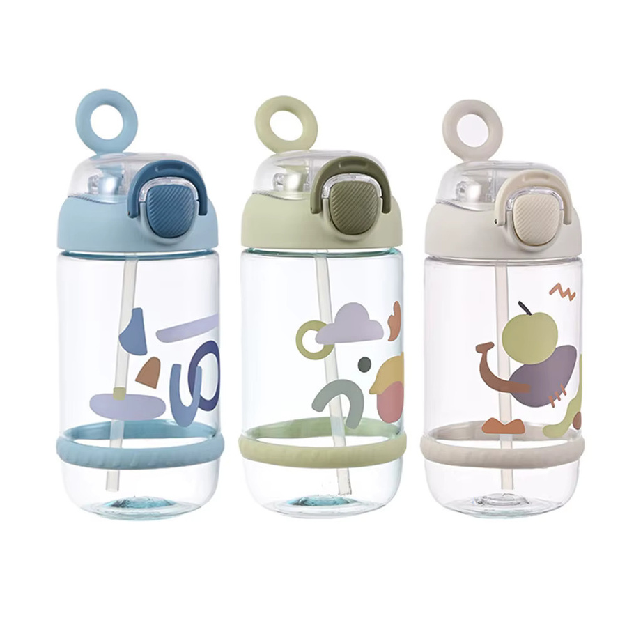 MYVIT Trinkflasche für Kinder mit Strohhalm, Blau, 600 ml - Bild 2