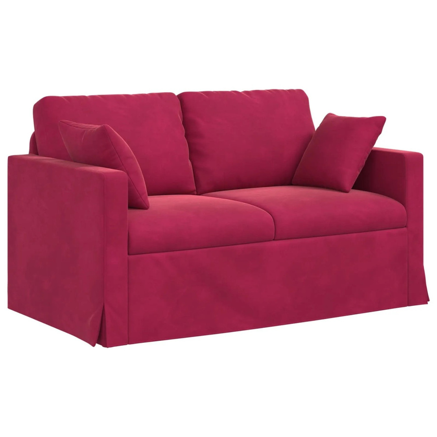vidaXL Sofa in Weinrot aus Samt mit Metallrahmen, B/T/H: 138 x 78 x 80 cm - Bild 2