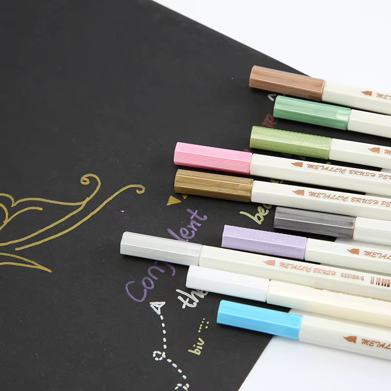 Aquarellmarker Set mit 10 Farben in einer Metallbox, inklusive Pinsel und Perlglanz-Effekt für Schule und Büro, Mehrfarbig - Bild 5