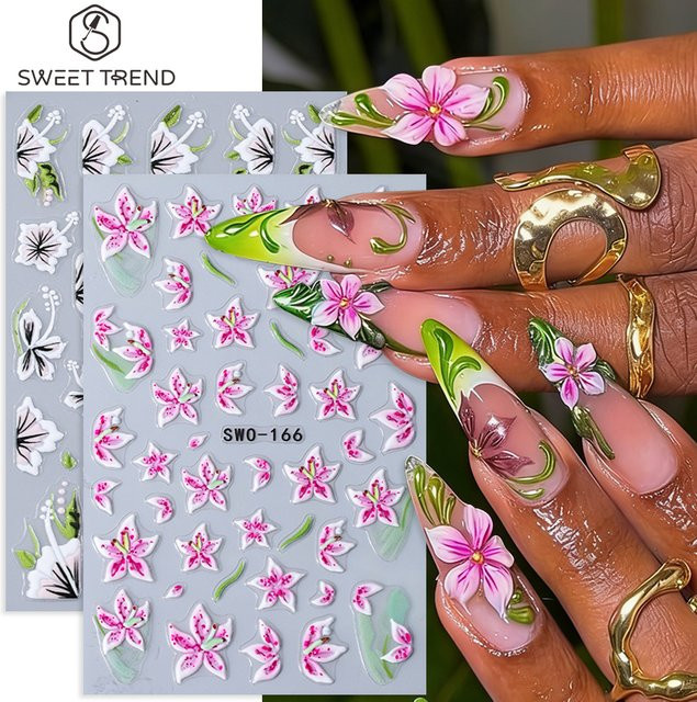 SWEET TREND Nagelaufkleber, Blumen-Design, 2 Stück - Bild 1